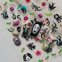 Gothic Vintage Tropical British Style Nail Art Decorations Cat Lizard Flower Elements Suitable For Personal DIY And Salon Use sku image 2