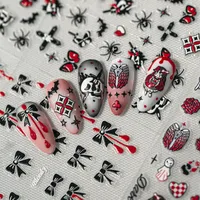 New Dark Halloween Nail Art Stickers 3D Relief Cartoon Cool Rose Butterfly Knot Skull Wings Suitable For DIY And Nail Salon main image 4