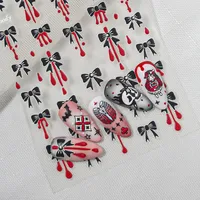 New Dark Halloween Nail Art Stickers 3D Relief Cartoon Cool Rose Butterfly Knot Skull Wings Suitable For DIY And Nail Salon main image 7