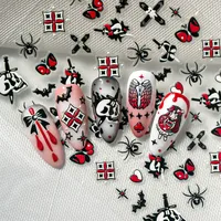 New Dark Halloween Nail Art Stickers 3D Relief Cartoon Cool Rose Butterfly Knot Skull Wings Suitable For DIY And Nail Salon main image 5