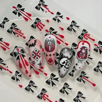 New Dark Halloween Nail Art Stickers 3D Relief Cartoon Cool Rose Butterfly Knot Skull Wings Suitable For DIY And Nail Salon main image 8