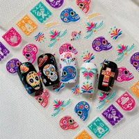 3D Embossed Halloween Art Nail Stickers Skull Head Flower Cross Bird Pepper Suitable For DIY Nail Art And Salon Use main image 6