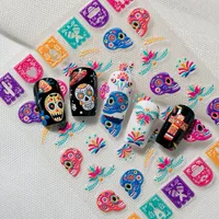 3D Embossed Halloween Art Nail Stickers Skull Head Flower Cross Bird Pepper Suitable For DIY Nail Art And Salon Use main image 5