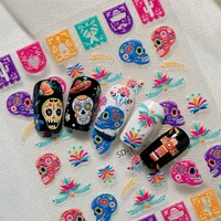 3D Embossed Halloween Art Nail Stickers Skull Head Flower Cross Bird Pepper Suitable For DIY Nail Art And Salon Use sku image 2