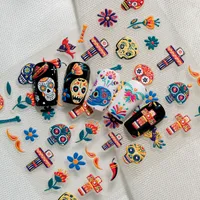3D Embossed Halloween Art Nail Stickers Skull Head Flower Cross Bird Pepper Suitable For DIY Nail Art And Salon Use main image 10