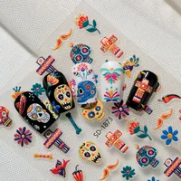 3D Embossed Halloween Art Nail Stickers Skull Head Flower Cross Bird Pepper Suitable For DIY Nail Art And Salon Use sku image 3