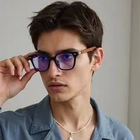 Unisex Retro College Style Full Frame Square Reading Glasses Anti Blue Light Flat Top Spectacles For Men And Women main image 1