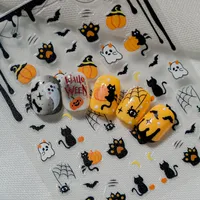 Halloween Nail Art Stickers Cat Claw Elements Black Cat Ghost Pumpkin Suitable For Personal DIY And Salon Use Spider Web Bat main image 9