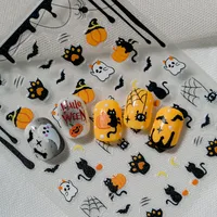 Halloween Nail Art Stickers Cat Claw Elements Black Cat Ghost Pumpkin Suitable For Personal DIY And Salon Use Spider Web Bat main image 7