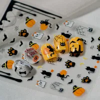 Halloween Nail Art Stickers Cat Claw Elements Black Cat Ghost Pumpkin Suitable For Personal DIY And Salon Use Spider Web Bat main image 6