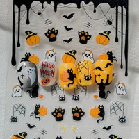 Halloween Nail Art Stickers Cat Claw Elements Black Cat Ghost Pumpkin Suitable For Personal DIY And Salon Use Spider Web Bat main image 8