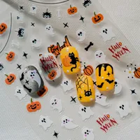 Halloween Nail Art Stickers Cat Claw Elements Black Cat Ghost Pumpkin Suitable For Personal DIY And Salon Use Spider Web Bat main image 3
