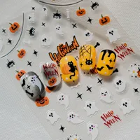 Halloween Nail Art Stickers Cat Claw Elements Black Cat Ghost Pumpkin Suitable For Personal DIY And Salon Use Spider Web Bat main image 4