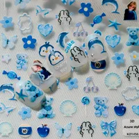 Cute Ocean-Themed Nail Art Stickers With Flowers Hearts Dolphins Penguins Bears Cherries Butterflies Shells Suitable For DIY And Salons main image 3