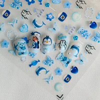 Cute Ocean-Themed Nail Art Stickers With Flowers Hearts Dolphins Penguins Bears Cherries Butterflies Shells Suitable For DIY And Salons main image 4