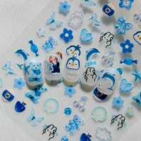 Cute Ocean-Themed Nail Art Stickers With Flowers Hearts Dolphins Penguins Bears Cherries Butterflies Shells Suitable For DIY And Salons main image 1