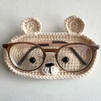 Wool Crochet Cute Bear Eye Mop Hand-Woven DIY Material Package Homemade Eyeglass Frame Gift For Bestie main image 5