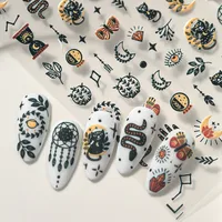 Gothic Style Nail Art Stickers Black Cat Dream Catcher Eye Hand Arrow Sandglass Crystal Design Personalized Artistic Manicure Effects main image 4