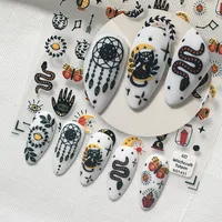 Gothic Style Nail Art Stickers Black Cat Dream Catcher Eye Hand Arrow Sandglass Crystal Design Personalized Artistic Manicure Effects main image 1