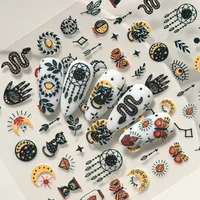Gothic Style Nail Art Stickers Black Cat Dream Catcher Eye Hand Arrow Sandglass Crystal Design Personalized Artistic Manicure Effects main image 6