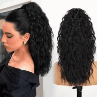 Long Curling Hair Extensions For Women Cornrows Water Wave Texture Ponytail Hairpiece Accessory Casual Weekend Home Party Streetwear main image 1