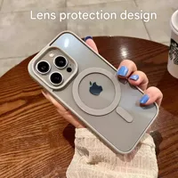 Acrylic Magnetic Silicone Transparent Case For IPhone 16 Macaron Style Shockproof Transparent Protective Case Simple Design main image 2