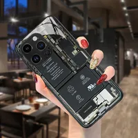 Cool Circuit Board Apple IPhone 15 16 Glass Phone Case Men's Protective Cover Art Fashion Multicolor Black main image 2
