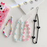 New Blue Flower Mobile Phone Charm Short Pendant Ins Lanyard Female Smiling Face Bracelet Love PVC Plastic Buckle main image 1