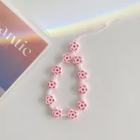 New Blue Flower Mobile Phone Charm Short Pendant Ins Lanyard Female Smiling Face Bracelet Love PVC Plastic Buckle sku image 3