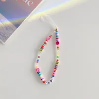 New Blue Flower Mobile Phone Charm Short Pendant Ins Lanyard Female Smiling Face Bracelet Love PVC Plastic Buckle sku image 2