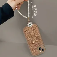 New Blue Flower Mobile Phone Charm Short Pendant Ins Lanyard Female Smiling Face Bracelet Love PVC Plastic Buckle sku image 9