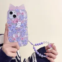 New Blue Flower Mobile Phone Charm Short Pendant Ins Lanyard Female Smiling Face Bracelet Love PVC Plastic Buckle sku image 18