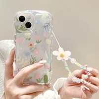 New Blue Flower Mobile Phone Charm Short Pendant Ins Lanyard Female Smiling Face Bracelet Love PVC Plastic Buckle sku image 10
