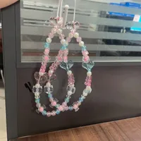 New Blue Flower Mobile Phone Charm Short Pendant Ins Lanyard Female Smiling Face Bracelet Love PVC Plastic Buckle sku image 11