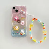 New Blue Flower Mobile Phone Charm Short Pendant Ins Lanyard Female Smiling Face Bracelet Love PVC Plastic Buckle sku image 19