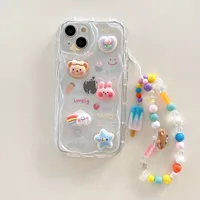 New Blue Flower Mobile Phone Charm Short Pendant Ins Lanyard Female Smiling Face Bracelet Love PVC Plastic Buckle sku image 20