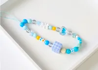 New Blue Flower Mobile Phone Charm Short Pendant Ins Lanyard Female Smiling Face Bracelet Love PVC Plastic Buckle sku image 12