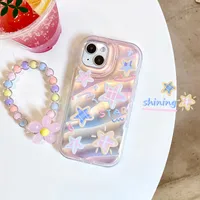 New Blue Flower Mobile Phone Charm Short Pendant Ins Lanyard Female Smiling Face Bracelet Love PVC Plastic Buckle sku image 8