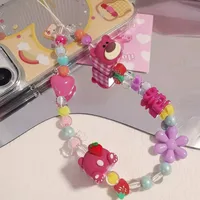 New Blue Flower Mobile Phone Charm Short Pendant Ins Lanyard Female Smiling Face Bracelet Love PVC Plastic Buckle sku image 22