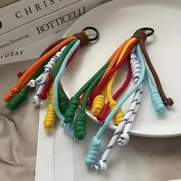 Handmade Rainbow Color Keychain Bag Charm Creative Colorful Design Nylon Zinc Alloy Metal Buckle Mobile Phone Lanyard Fitting main image 1