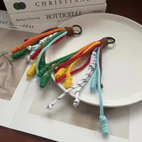 Handmade Rainbow Color Keychain Bag Charm Creative Colorful Design Nylon Zinc Alloy Metal Buckle Mobile Phone Lanyard Fitting main image 2