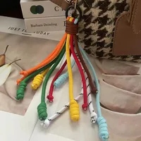 Handmade Rainbow Color Keychain Bag Charm Creative Colorful Design Nylon Zinc Alloy Metal Buckle Mobile Phone Lanyard Fitting main image 3