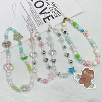 Handmade Shell Starfish Short String Beads Chain Mobile Phone Lanyard New Alloy Nylon Metal Buckle Cell Phone Shell Accessories main image 1