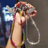 Fashion Shining Diamond Sequin Bracelet Mobile Phone Lanyard Ins Style Metal Round Buckle Clip Strong Durable Wrist Women's Short main image 1