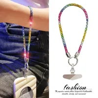 Fashion Shining Diamond Sequin Bracelet Mobile Phone Lanyard Ins Style Metal Round Buckle Clip Strong Durable Wrist Women's Short main image 2
