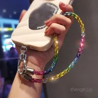 Fashion Shining Diamond Sequin Bracelet Mobile Phone Lanyard Ins Style Metal Round Buckle Clip Strong Durable Wrist Women's Short main image 3