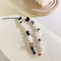 Black Handmade Beaded Mobile Phone Charm Cool Sweet High-End Feelings Camera Lanyard Alloy Plastic Buckle Nylon main image 4
