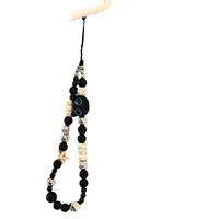 Black Handmade Beaded Mobile Phone Charm Cool Sweet High-End Feelings Camera Lanyard Alloy Plastic Buckle Nylon main image 5