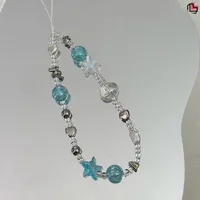Handmade Shell Starfish Short String Beads Chain Mobile Phone Lanyard New Alloy Nylon Metal Buckle Cell Phone Shell Accessories sku image 2