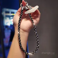 Fashion Shining Diamond Sequin Bracelet Mobile Phone Lanyard Ins Style Metal Round Buckle Clip Strong Durable Wrist Women's Short sku image 4